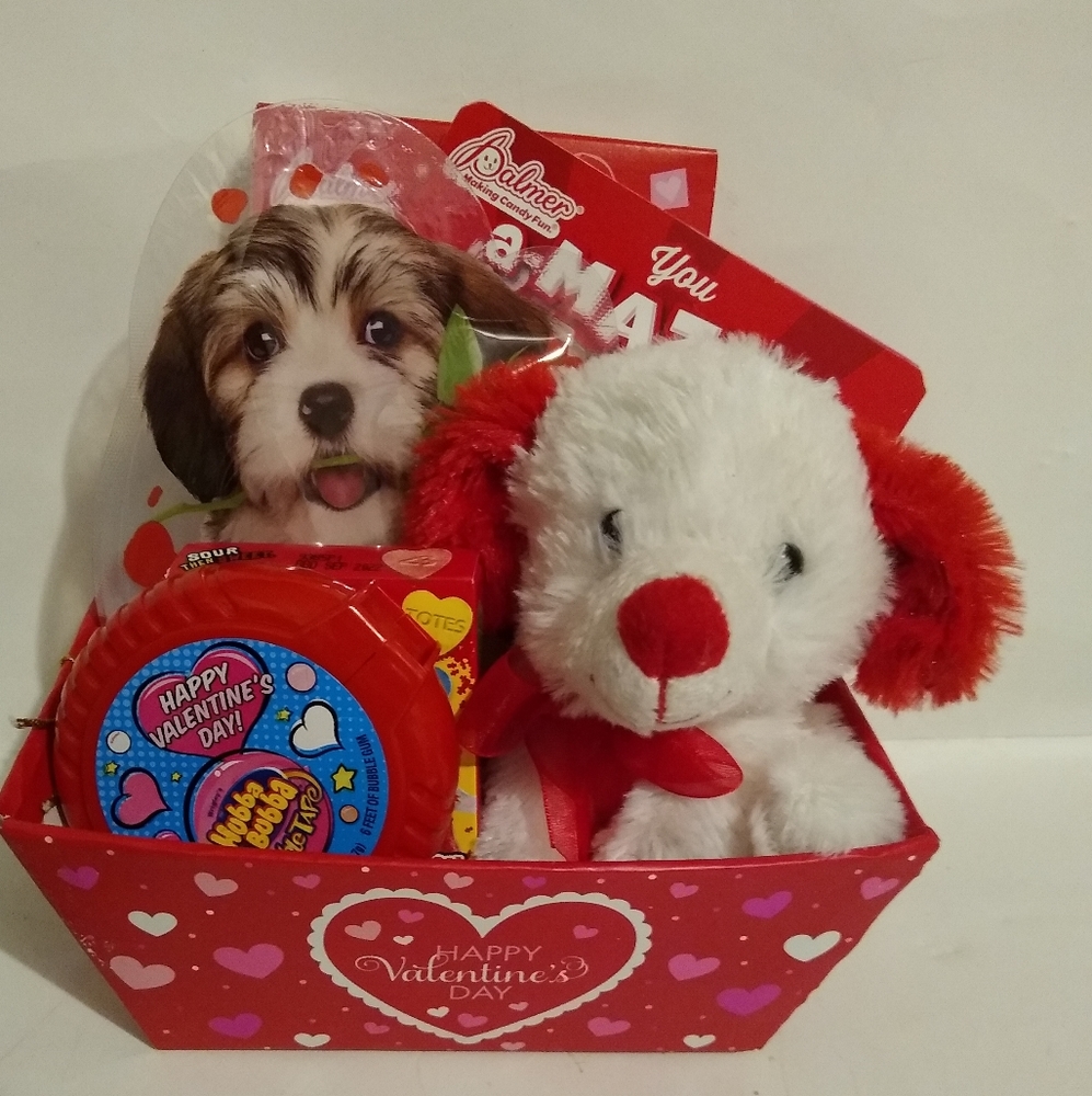 Boys Valentines Small Gift Basket